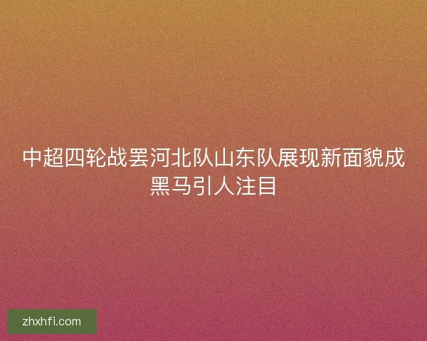 中超四轮战罢河北队山东队展现新面貌成黑马引人注目 中超四轮战罢河北队山东队展现新面貌成黑马引人注目